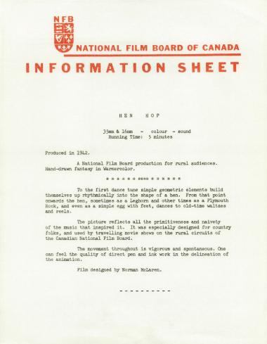 One-sheet for the film Hen Hop, which Norman McLaren made in 1942.