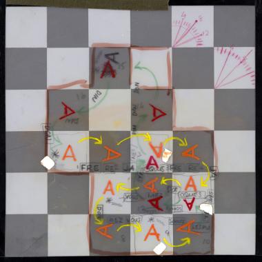 Scale model of the checkerboard used in the shooting of the film Canon.