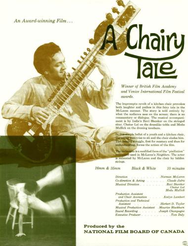 One-sheet for the film A Chairy Tale, which Norman McLaren and Claude Jutra made in 1957.