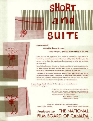 One-sheet for the film Short and Suite, which Norman McLaren made in 1959. 

