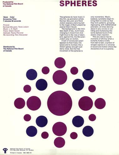 One-sheet for the film Spheres/Sphères, which Norman McLaren and René Jodoin made in 1969.