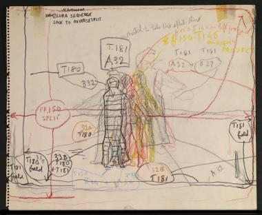 Technical sketch to facilitate the planning of special effects for Narcissus/Narcisse.